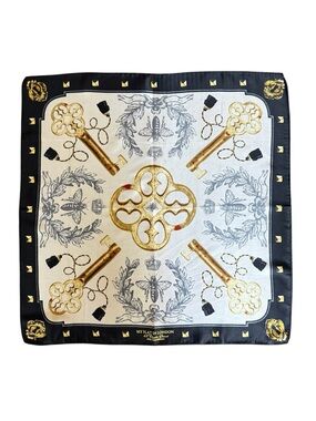 Brighton “My Flat in London” Silk Scarf ✨ Gold Keys & Bees 19x19